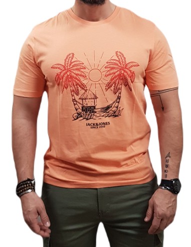Jack&Jones - 12258057 - Jor Aruba Tee SS Crew Neck 1 FST - Canyon Sunset  - Slim Fit - T-shirt