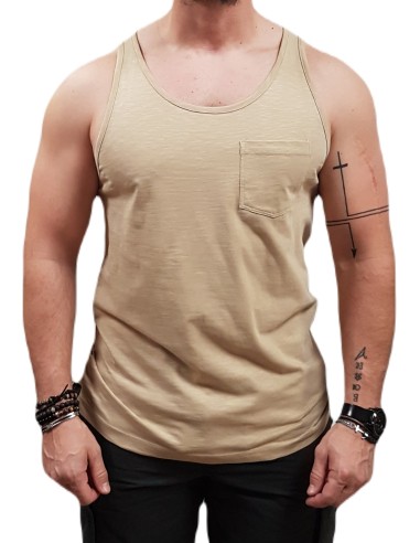 Jack&Jones - 12252180 - Jor Tampa Slub Tank Top - Fields Of Rye - Slim Fit -  Μπλούζα αμάνικη