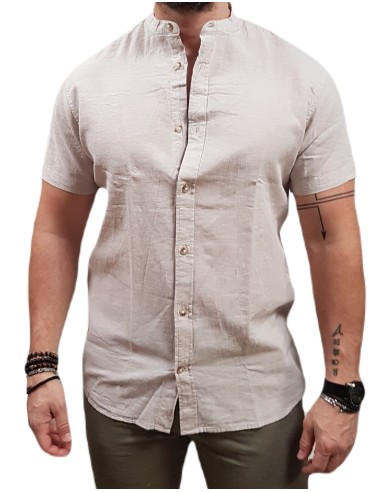 Jack&Jones - 12253970 - Jje Summer Band Linen Blend Shirt SS SN - Crockery - Slim Fit - Πουκάμισο Λινό