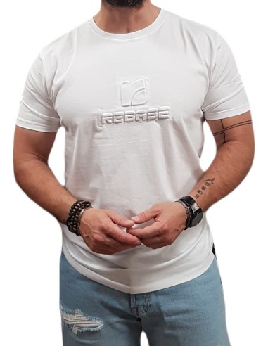 Rebase - 241-RTS-293  - Embossed Graphic T-Shirt - White - Μπλούζα Μακό