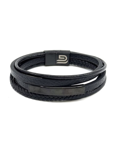 Legend - LGD-Br-2074 - Leather Black Bracelet - Βραχιόλι