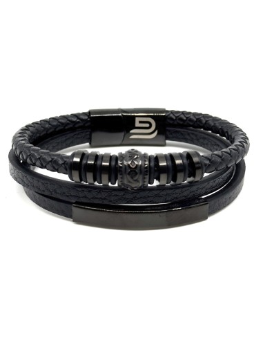 Legend - LGD-Br-2080 - Leather Bracelet - Black - Βραχιόλι