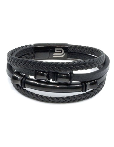 Legend - LGD-Br-2082 - Leather Bracelet - Black - Βραχιόλι