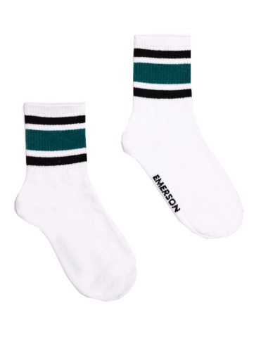 Emerson - 212.EU08.38 - TRI-STRIPE - WHITE/BLACK/GREEN - Κάλτσες
