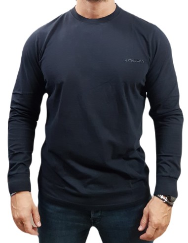 Emerson - 242.EM31.201 - Navy Blue - Long Sleeve Tee With Photo Print - Regular Fit - Μπλουζα