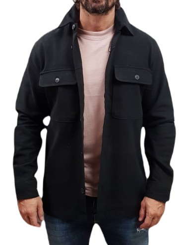 Jack&Jones - 12263645 - Jpr Raymond Melange Solid LS Overshirt SN - Black Beauty - Comfort Fit - Overshirt