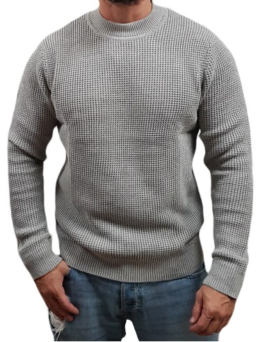 Jack&Jones - 12259671 - Jprcc Viggo Waffle Knit Crew Neck - Light Grey Melange - Μπλούζες Πλεκτά
