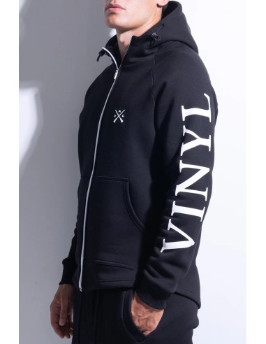 Vinyl Art - 73524-01 - Zip Through Hoodie With Logo Print - Black - Regular Fit - Φούτερ Ζακέτα