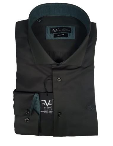 19V69 Versace - 11.34-Gabardine - Green - Slim Fit - Πουκάμισο slim fit