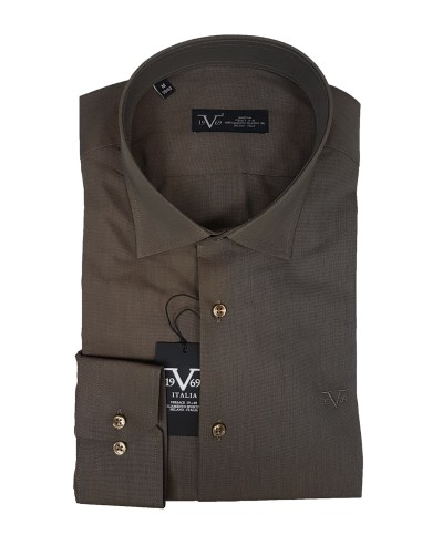 19V69 Versace - 11.34 - Royal - Khaki - Regular Fit - Πουκάμισο SLIM FIT