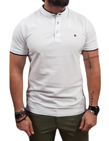 Jack&Jones - 12199711 - Jje Paulos Mao Polo SS Noos - White - Slim Fit - Μπλούζα Polo