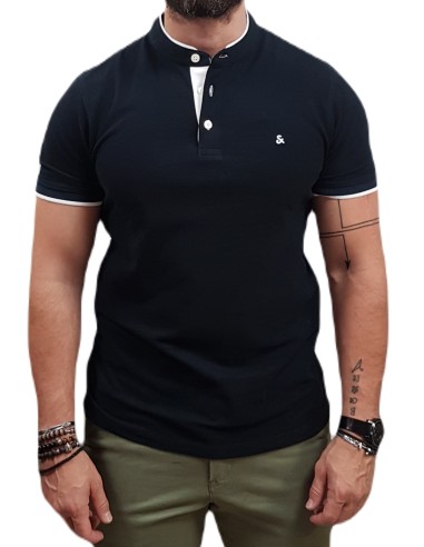 Jack&Jones - 12199711 - Jje Paulos Mao Polo SS Noos - Dark Navy - Slim Fit - Μπλούζα Polo