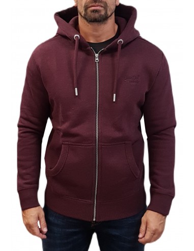 Superdry - M2013116A 7PY - Essential Logo EMB Zip Hood  - Track Burgundy Marl - Φούτερ Ζακέτα