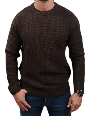 Jack&Jones - 12258569 - Jj Roy Knit Crew Neck - Mulch - Regular fit  Μπλούζες Πλεκτά
