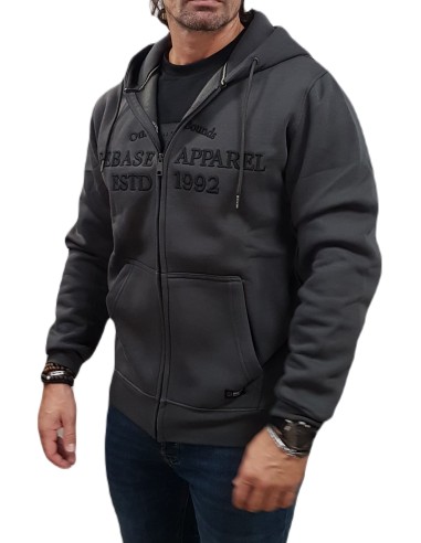 Rebase - 242RTOP-1002 - Hoodie Full Zip - Anthracite - Regular Fit - Φούτερ Ζακέτα