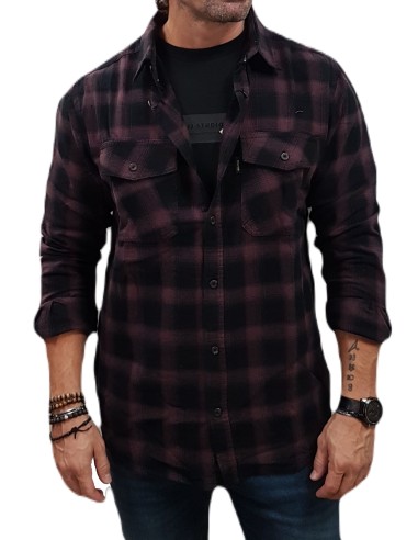 Rebase - 242RGS-5007- CC22 Black/Plum - Regular Fit - Πουκάμισο