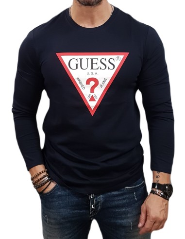 Guess - M2YI31I3Z14-G7V2 - Blue - Long Sleeve Slim Fit - T-Shirt Μακό