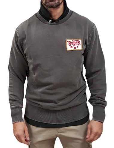 Superdry - M2014111A AFB - Mechanic Loose Fit Crew - Washed Black - Μπλουζα