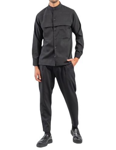 Vittorio Artist - 300-2425-Pantova Set - Black - Set Παντελόνι και Overshirt υφασμάτινο