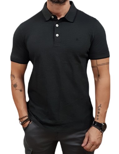 Jack&Jones - 12136668 - Jje Paulos Polo SS Noos - Dark Grey Melange - Slim Fit - Μπλούζα Polo