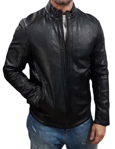 Leather Selection - M007 - Biker Jacket - Black - Slim Fit - Μπουφάν Δερμάτινο