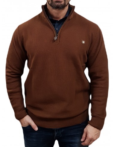 Visconti - 2773-5 - Brown - Μπλούζα  Πλεκτή HAF ZIP