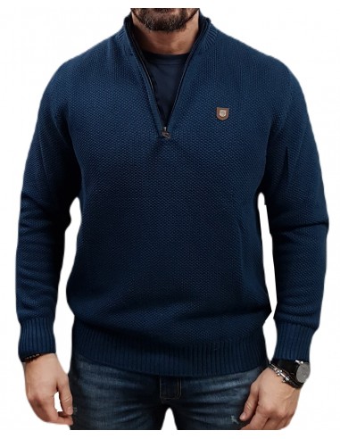 Visconti - 2773-2 - Blue - Μπλούζα  Πλεκτή HAF ZIP