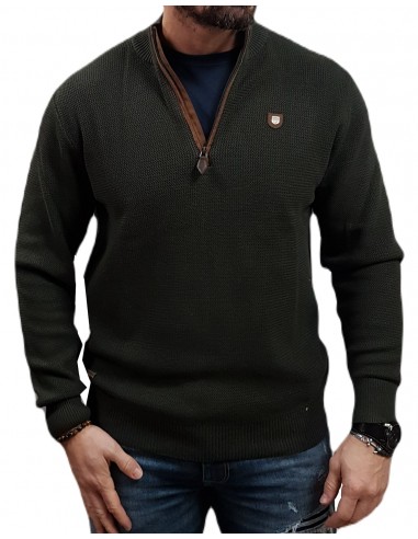 Visconti - 2773-1 - Khaki - Μπλούζα  Πλεκτή HAF ZIP