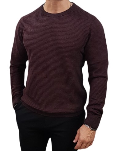 Jack&Jones - 12258571 - Jj Otto Knit Crew Neck LN - Vineyard Wine - Regular fit  Μπλούζες Πλεκτά