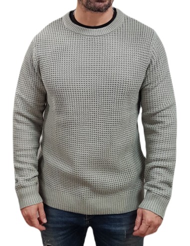 Jack&Jones - 12270919 - Jj Studio Knit Crew Neck - Light Grey Melange - Regular fit  Μπλούζες Πλεκτά