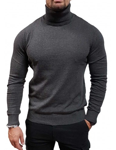 Jack&Jones - 12157417 - Dark Grey Melange - Jjeemil Knit Roll Neck Noos - Πλεκτo ΖΙΒΑΓΚΟ