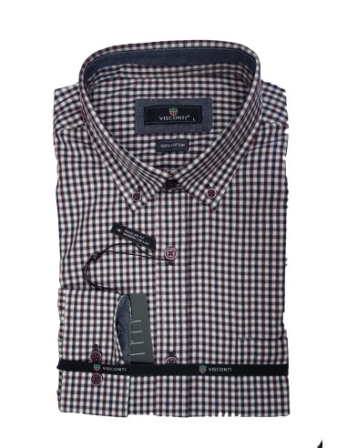 Visconti - 2801-1 - White/Bordeaux - Regular Fit - Πουκάμισο