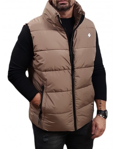 Superdry - M5011808A 8KO- Sports Puffer Gilet - Fossil Brown - Μπουφάν Αμάνικο