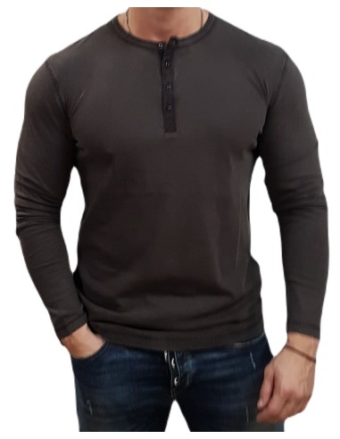 Superdry - M6010843A AFB -  Slub L/S Jersey Grandad Top - Washed Black - Μπλούζα Μακό
