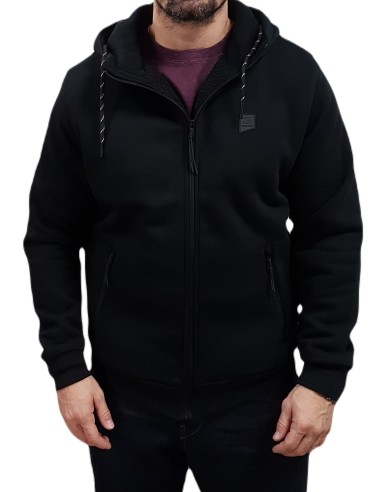 Rebase - 242RTOP-1001 - Hoodie Full Zip - Black - Regular Fit - Φούτερ Ζακέτα