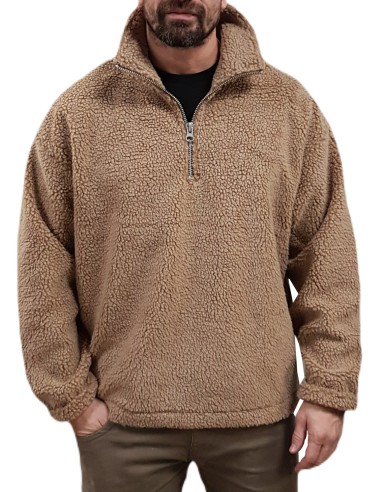 Jack&Jones - 12267470 - Jor Roxbury Teddy Sweat Hight Neck LN - Cornstalk Melange - Relaxed Fit - Φούτερ