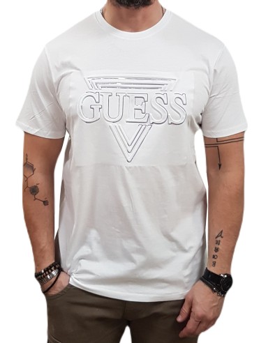 Guess - M5RI62K9RM-G011 - Chain Triangle Logo Tee - White - Slim Fit - T-Shirt Μακό