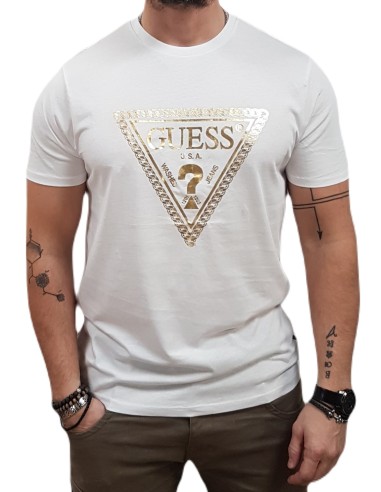 Guess - M5RI49K9RM1-G011 - Chain Triangle Tee - Black - Slim Fit - T-Shirt Μακό