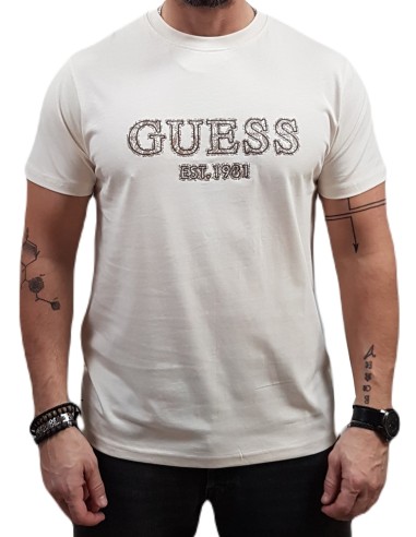 Guess - M5RI23K8FQ4-G1H6 - Velvet Logo - Beige - Slim Fit - T-Shirt Μακό