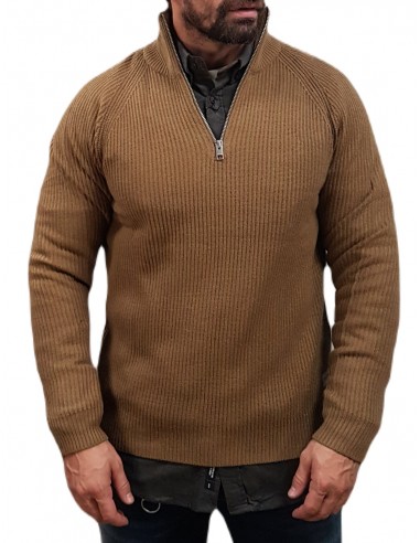 JACK&JONES - 12236308 - Jj Pannel Knit Half Zip AW23 - Otter - Μπλούζα