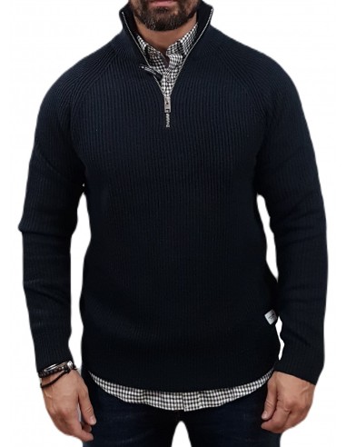 JACK&JONES - 12236308 - Jj Pannel Knit Half Zip AW23 - Navy Blazer - Μπλούζα
