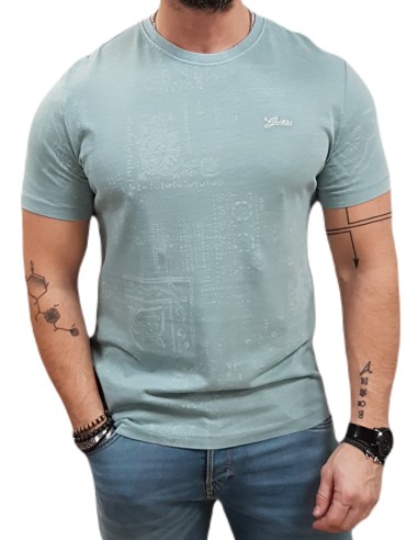 Guess - M5RI09I3Z14-P9ZU - Lasered AOP Tee - Mint - Slim Fit - T-Shirt Μακό
