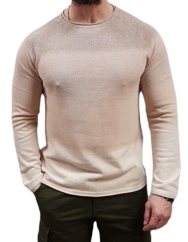 Jack&Jones - 12157321 - Jje Hill Knit Crew Neck Noos - Oatmeal/Gradient  - Μπλούζες Πλεκτά