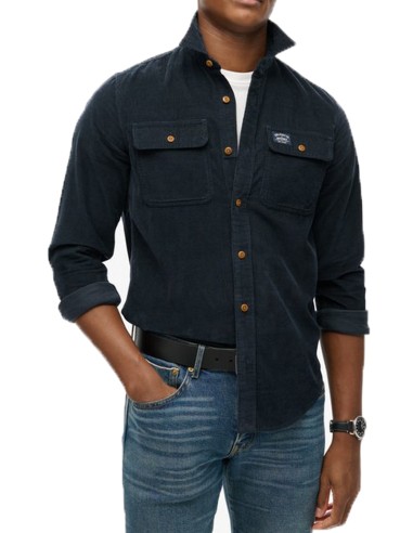 Superdry - M4010990 98T - Corduroy Workwear Shirt - Eclipse Navy - Πουκάμισο Κοτλέ