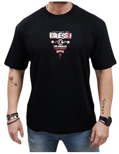 Guess - M5RI03I3Z14-JBLK - Abstract Triangle Tee - Black - Slim Fit - T-Shirt Μακό