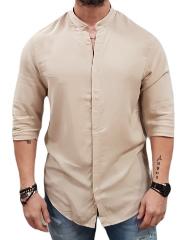 Vittorio Artist - 800-23-1011- Beige - Viscose - Mao - Πουκάμισο