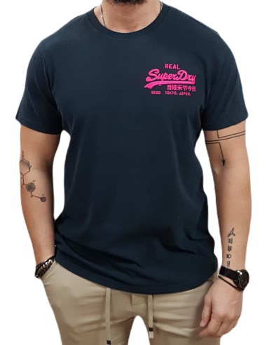 Superdry - M1012099A 98T- Vl Embroidered Relaxed Tee - Eclipse Navy - Μπλούζα Μακό