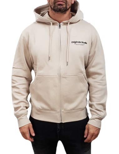 Jack&Jones - 12241691 - Jor Vesterbro Sweat Zip Hood Noos - Moonbeam - Relaxed Fit - Ζακέτα Φούτερ
