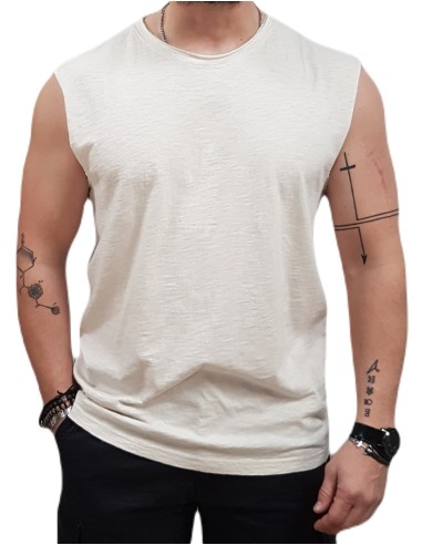 Superdry - M6010897A 8ZU - Raw Edge Slub Tank - Oat Cream Marl - Μπλούζα αμάνικη
