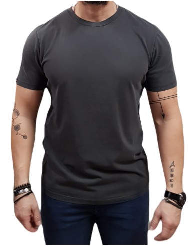 Superdry - M1012076A 81Q -  Raw Edge Slub T-shirt - Dark Grey - Μπλούζα Μακό